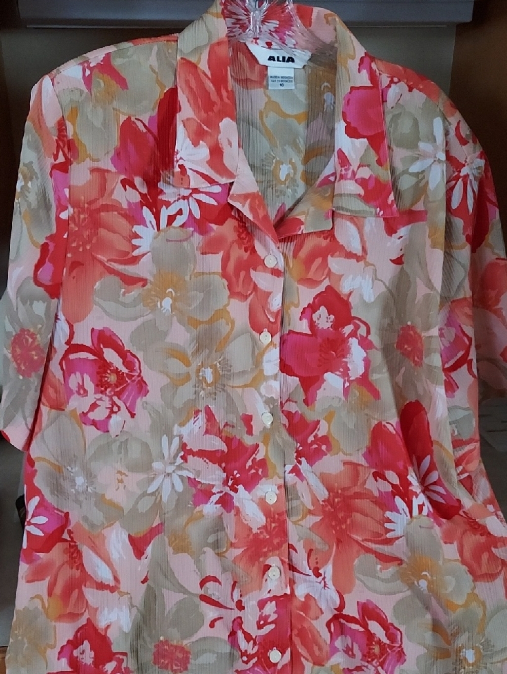 Womens Blouse Alia Floral Print 16 Bright Vibrant Colors Short Sleeve